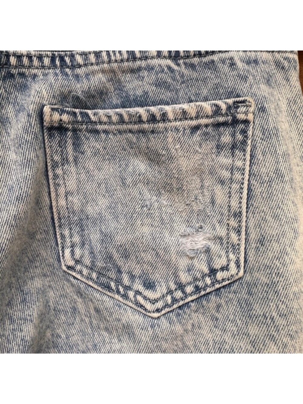 Distressed Acid Wash Denim Cargo Jogger Pants With Elastic Hem And Multiple Pock - Picture 13 of 13